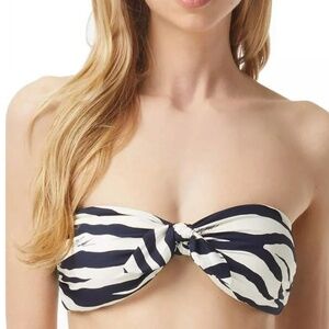 Michael Kors NEW NAVY BLUE Reversible Tie-Front Bandeau Bikini Top